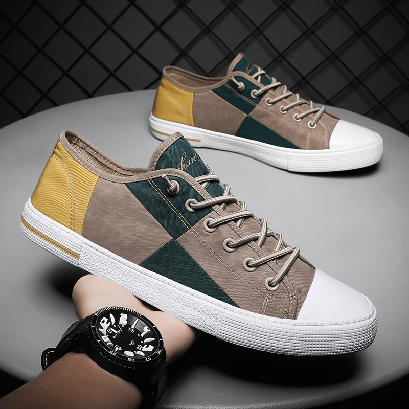 Men Shoes Vans - รองเท้าลำลองผู้ชายรองเท้าผ้าใบผู้ชายรองเท้าผ้าใบแฟชั่นส้นเตี้ยรองเท้ากีฬาเทนนิสขับรถใส่สบายสำหรับนักเรียน