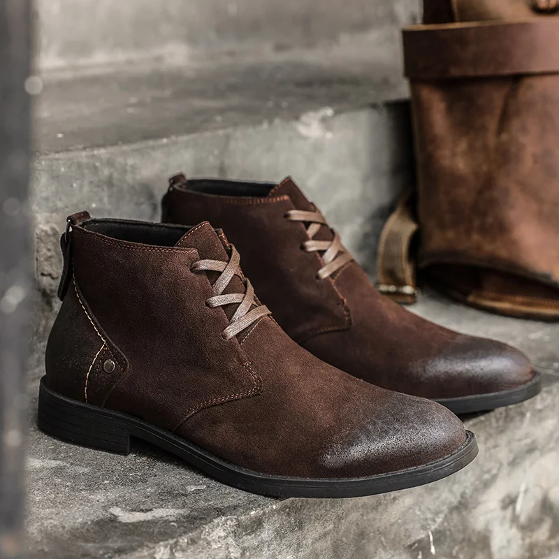 Men'S Shoes Zipper - รองเท้าบูทข้อเท้าหนังวัวแท้แบบใหม่ ทำมือ สไตล์วินเทจ บริติช สำหรับผู้ชาย แบบผูกเชือก