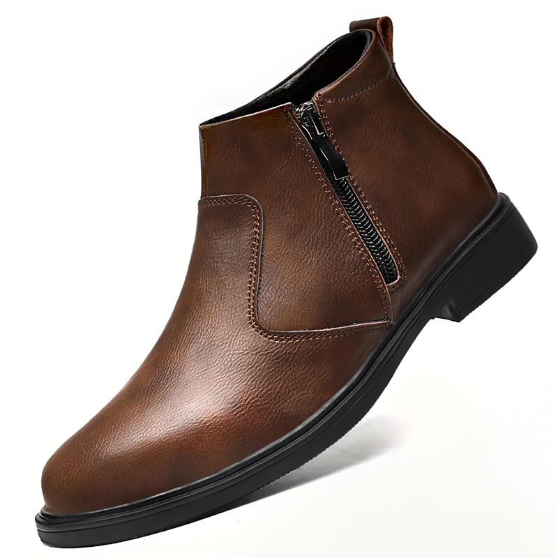 Men'S Shoes Zipper - ฤดูใบไม้ร่วงและฤดูหนาวรองเท้าหนังทรงสูงแบบใหม่สำหรับผู้ชาย, รองเท้าบูทหนังแบบมีซิป, รองเท้าลำลองธุรกิจอเนกประสงค์ทันสมัย, รองเท้าทางการของผู้ชาย, รองเท้าเชลซี