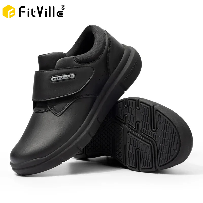 Men'S Shoes Diabetic - กว้างพิเศษผู้ชายรองเท้าหนังเบาหวานเดินรองเท้าสําหรับผู้สูงอายุศัลยกรรมกระดูกนิ้วเท้าบวมฟุตลื่น Arch Support