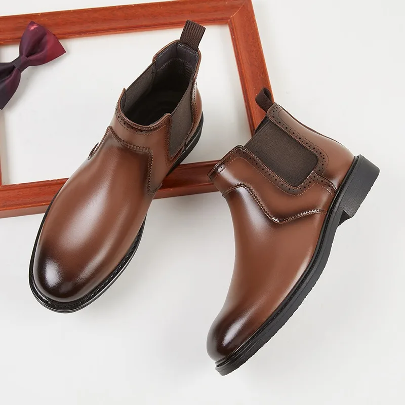 Men Shoes Oxford - รองเท้าบูทหนังผู้ชายสไตล์วินเทจ งานแฮนด์เมดสุดหรู คอลเลคชั่นฤดูใบไม้ผลิ 2026 แฟชั่นใหม่ สไตล์อังกฤษ