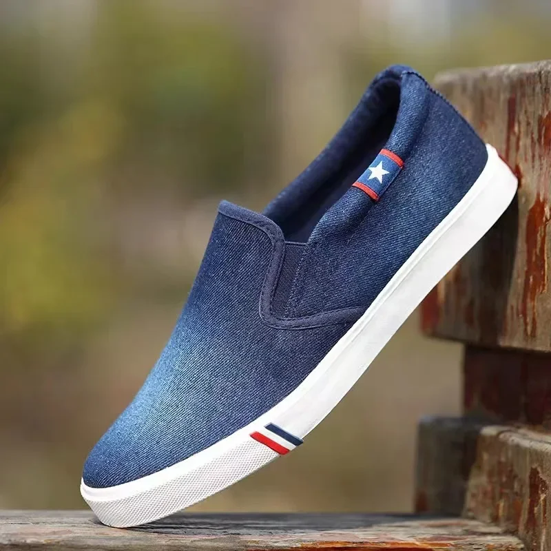 Men Shoes Vans - DENIM รองเท้าผ้าใบผู้ชายรองเท้า SLIP-ON รองเท้าผ้าใบชายรองเท้า Breathable Loafers