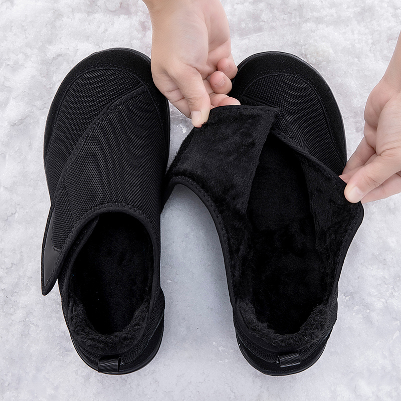 Men'S Shoes Diabetic - รองเท้าผ้าใบลำลองหัวกว้างสำหรับฤดูหนาว บุขน สำหรับผู้สูงอายุ รองเท้าสำหรับผู้ป่วยเบาหวาน ปรับขนาดได้ บรรเทาอาการเท้าบวม