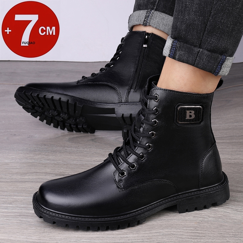 รองเท้าบูทหนังแท้ผู้ชาย บุขนอุ - Men'S Shoes Increase Height บทวิจารณ์และราคา