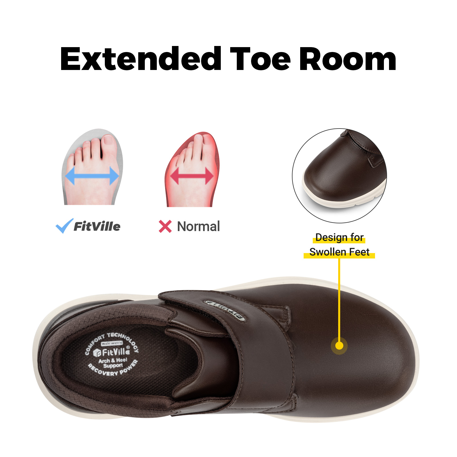 FitVille รองเท้าหนังผู้ชายรองเ - Men'S Shoes Diabetic บทวิจารณ์และราคา