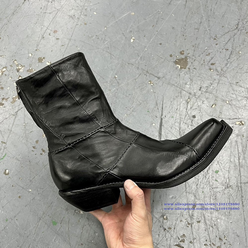 รองเท้าบูทหนังสีดำสำหรับผู้ชาย - Men'S Shoes Zipper บทวิจารณ์และราคา