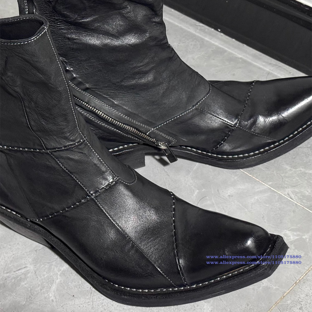 รองเท้าบูทหนังสีดำสำหรับผู้ชาย - Men'S Shoes Zipper บทวิจารณ์และราคา
