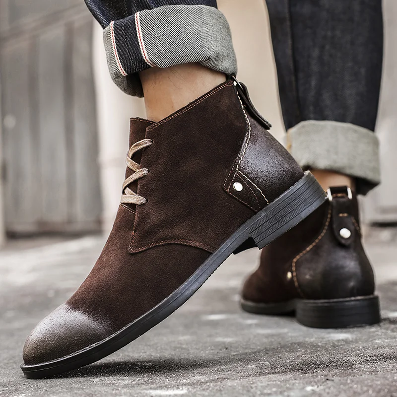 รองเท้าบูทข้อเท้าหนังวัวแท้แบบ - Men'S Shoes Zipper บทวิจารณ์และราคา