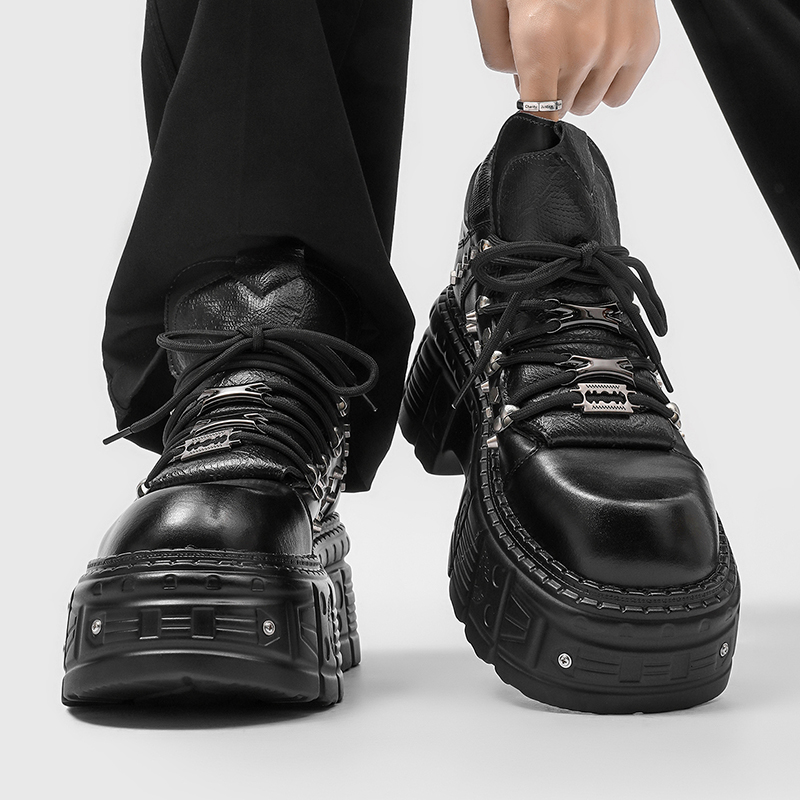 รองเท้าบูทสไตล์โกธิคพังก์แบบให - Men'S Shoes Increase Height บทวิจารณ์และราคา