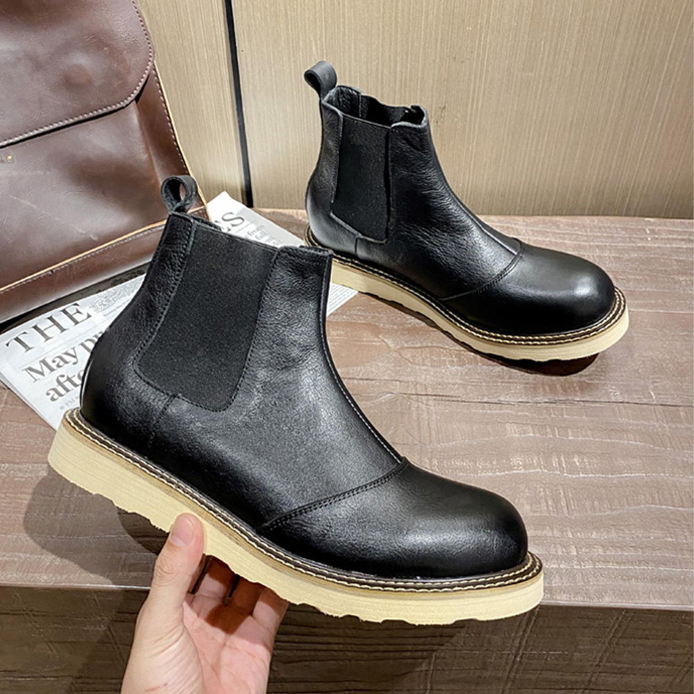 รองเท้าบูทเชลซีหนังแท้สไตล์เรโ - Men Shoes Oxford บทวิจารณ์และราคา