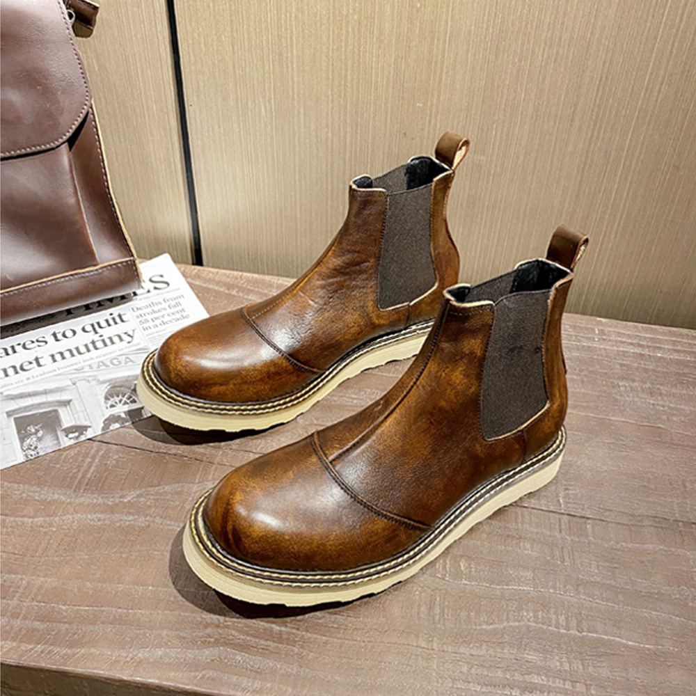 รองเท้าบูทเชลซีหนังแท้สไตล์เรโ - Men Shoes Oxford บทวิจารณ์และราคา