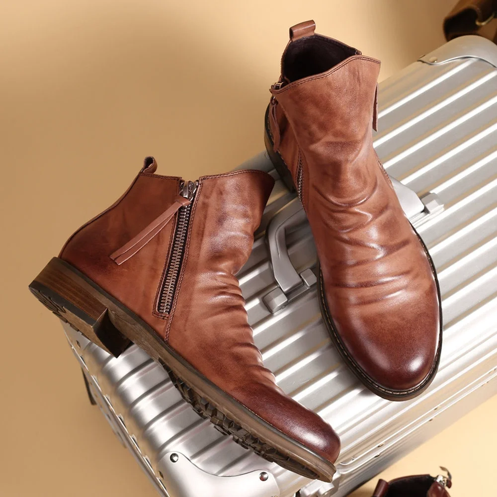 รองเท้าบูทเชลซีผู้ชายแฟชั่น รอ - Men'S Shoes Zipper บทวิจารณ์และราคา