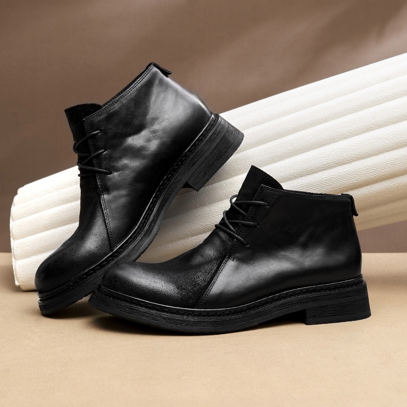 รองเท้าบูทหนังแท้สไตล์วินเทจสำ - Men Shoes Oxford บทวิจารณ์และราคา
