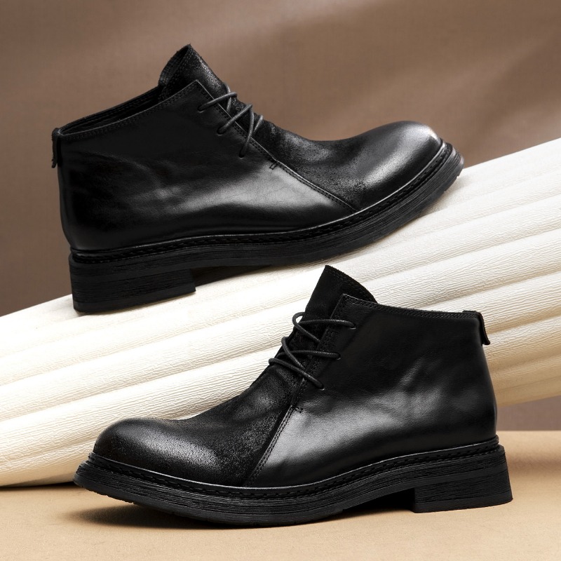 รองเท้าบูทหนังแท้สไตล์วินเทจสำ - Men Shoes Oxford บทวิจารณ์และราคา