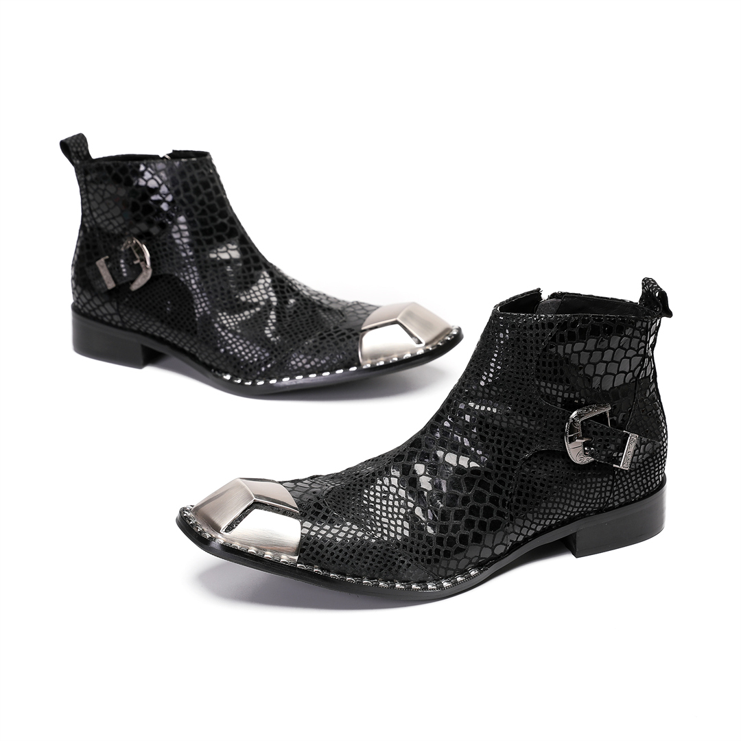 รองเท้าบูทหนังวัวสีดำสไตล์อังก - Men'S Shoes Zipper บทวิจารณ์และราคา