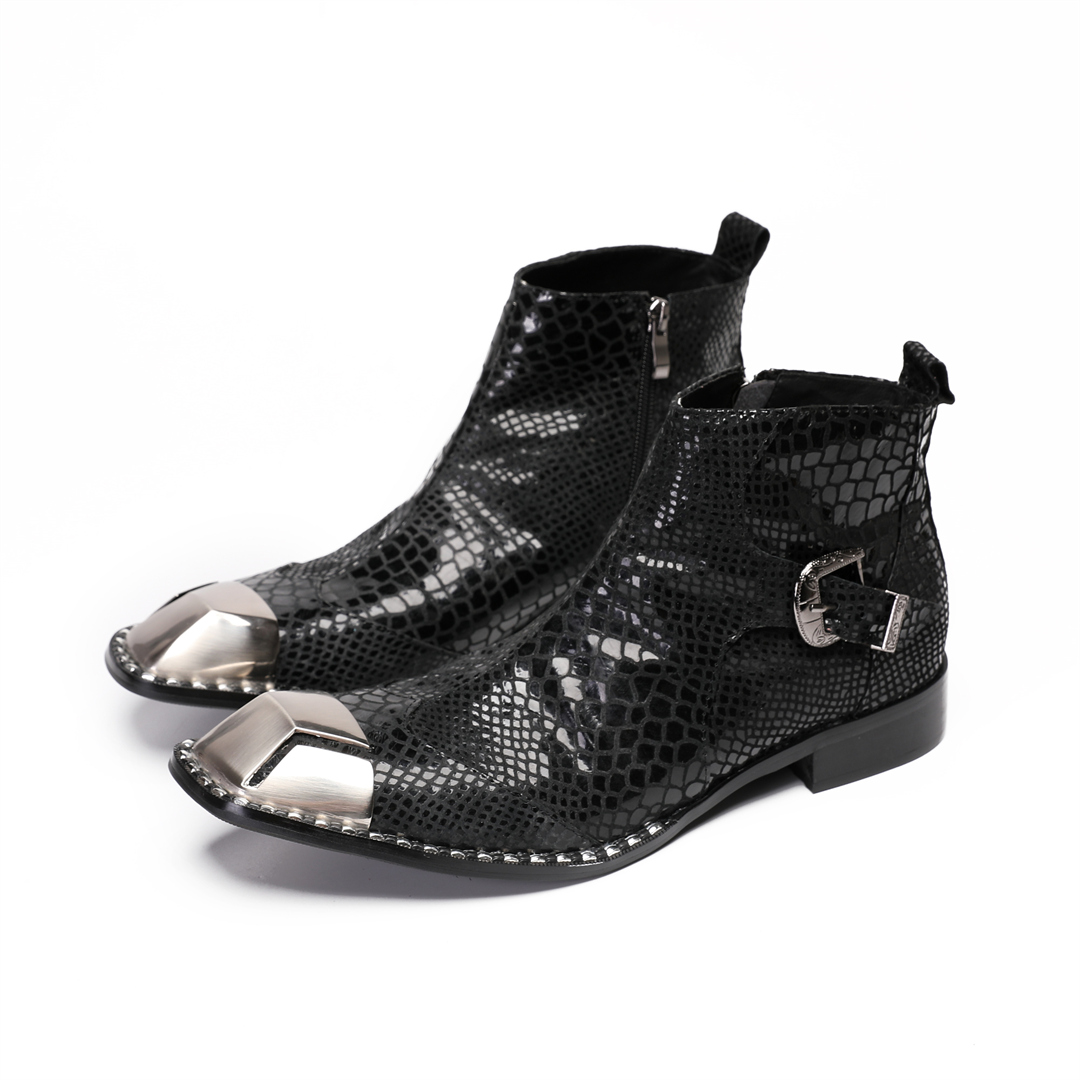 รองเท้าบูทหนังวัวสีดำสไตล์อังก - Men'S Shoes Zipper บทวิจารณ์และราคา