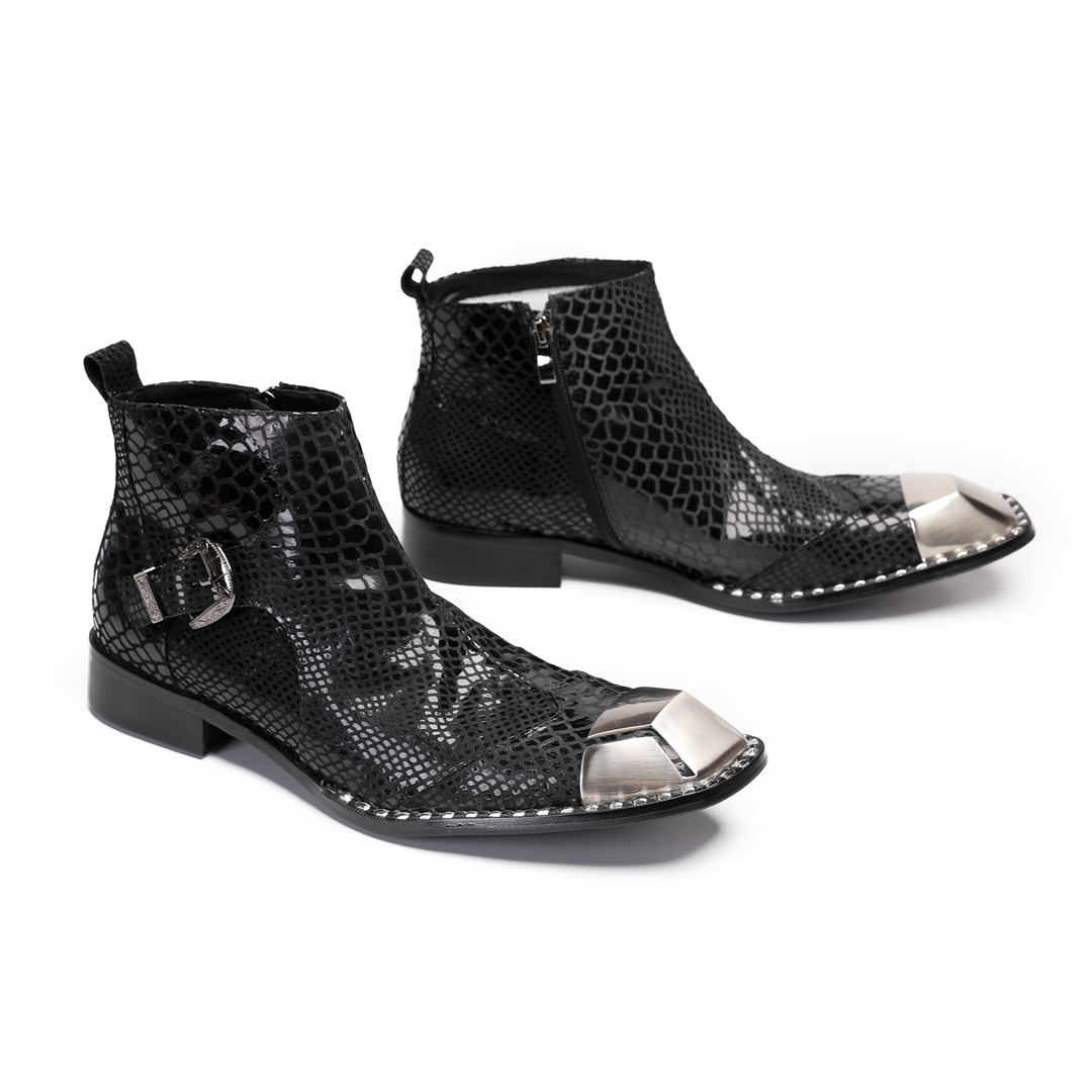 รองเท้าบูทหนังวัวสีดำสไตล์อังก - Men'S Shoes Zipper บทวิจารณ์และราคา
