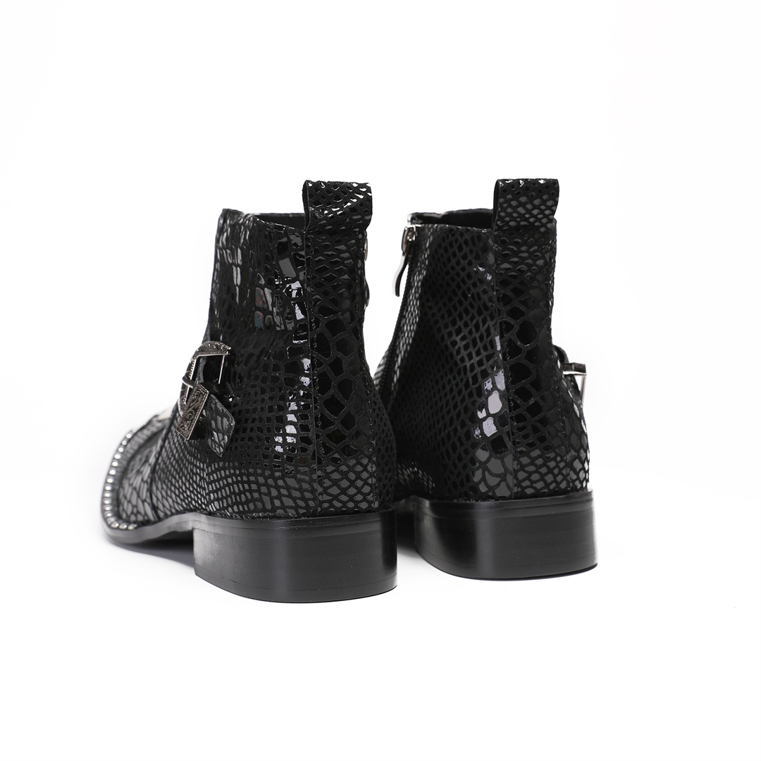 รองเท้าบูทหนังวัวสีดำสไตล์อังก - Men'S Shoes Zipper บทวิจารณ์และราคา