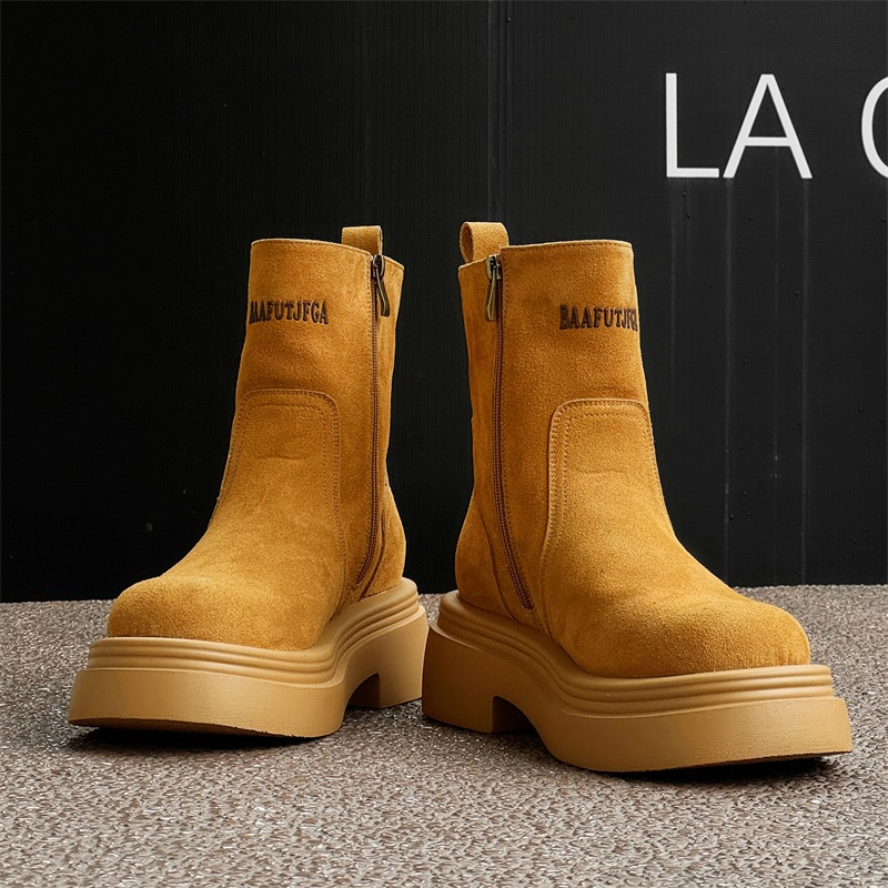 รองเท้าบูทสั้นสไตล์คู่รัก ทรงห - Men'S Shoes Increase Height บทวิจารณ์และราคา