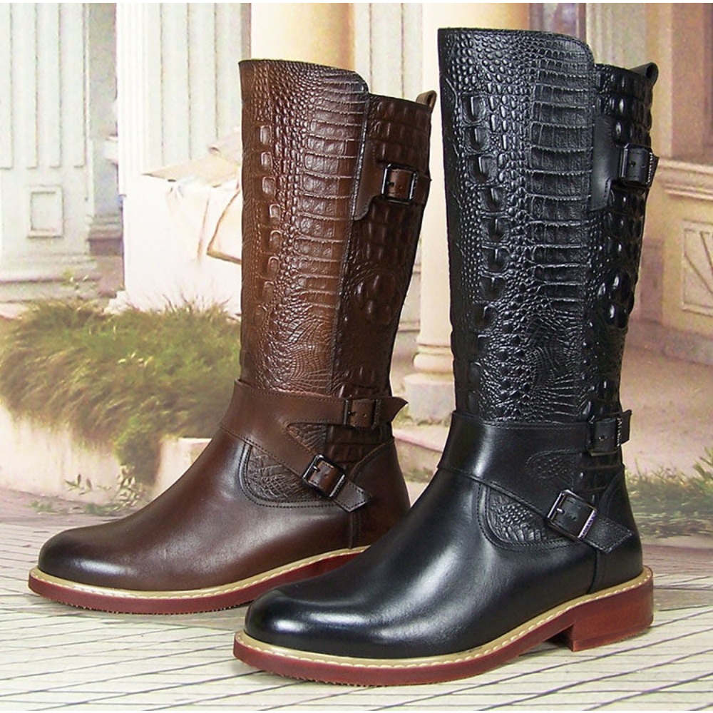 รองเท้าบูทหนังลายนูนสำหรับผู้ช - Men'S Shoes Zipper บทวิจารณ์และราคา