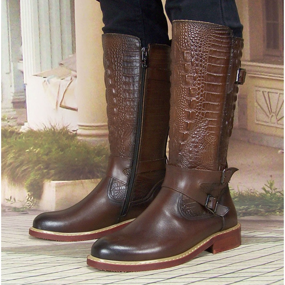 รองเท้าบูทหนังลายนูนสำหรับผู้ช - Men'S Shoes Zipper บทวิจารณ์และราคา